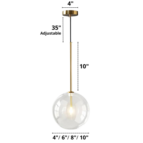 Minimalist Modern Glass Globe Pendant Lights Dimensions