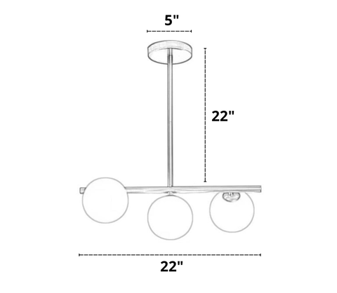 Three Bulb London Light Fixture Dimensions