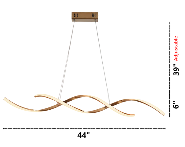Helical LED Pendant Light Fixture Dimensions