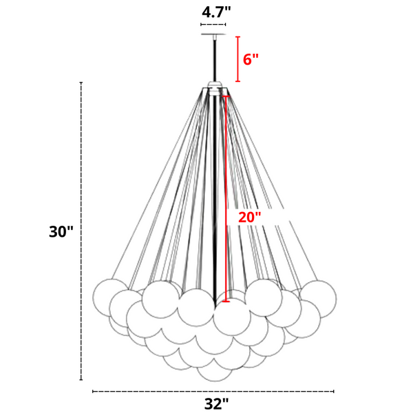 Large European glass chandelier dimensions